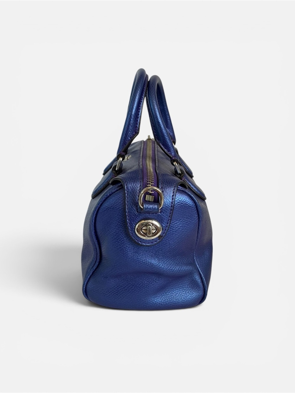 Coach Metallic Indigo Leather Satchel with Detachable Strap - Picture 3 of 11